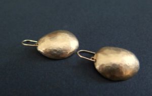 Gold ovoid pod earrings