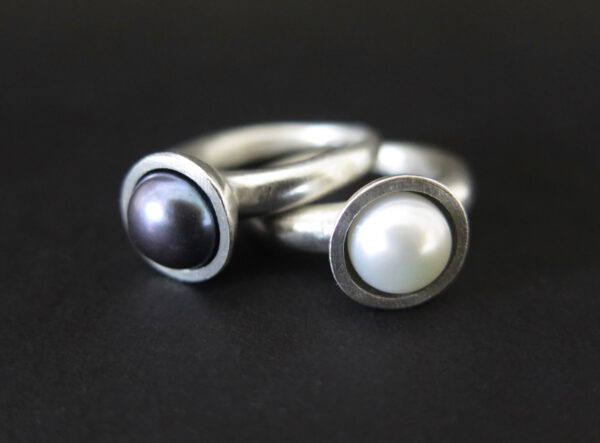 Petite pearl cup ring